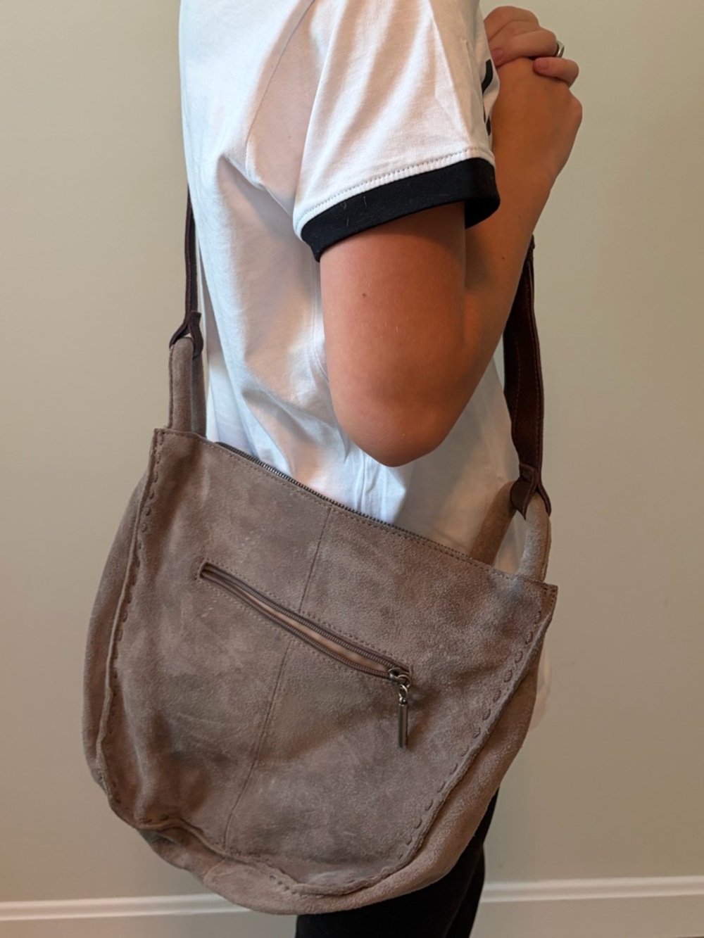 Taupe Suede Crossbody Bag - the Sak